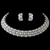 Antique Silver Ivory/White Pearl Coil Bridal Wedding Jewelry Set 723