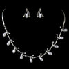 Silver White Tear Drop and Clear Rhinestone Bridal Wedding Jewelry Set 74900