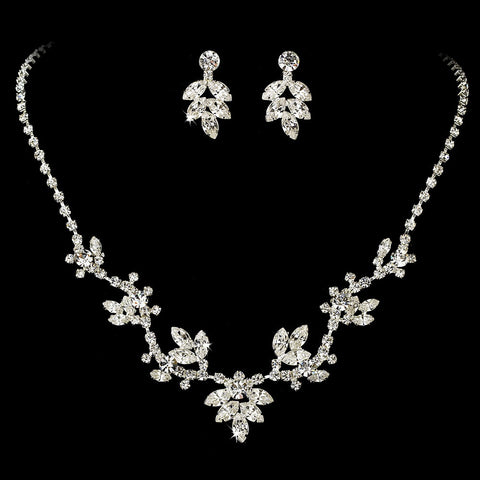 Crystal Bridal Wedding Necklace Earring Jewelry 7601 & Bridal Wedding Headband 7010 Set