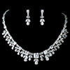 Antique Rhodium Silver Clear Bridal Wedding Jewelry Set 7747