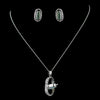Antique Rhodium Silver w/ Mother Of Pearl & Taupe Convertible Stone Bridal Wedding Jewelry Set 7760