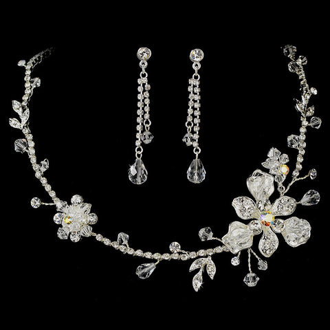 Swarovski Crystal Silver Bridal Wedding Jewelry 7802 & Bridal Wedding Headband Bridal Wedding Hair Comb 8148