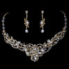 Gold Freshwater Pearl Bridal Wedding Necklace Earring Set NE 7825