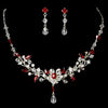 Red Swarovski Crystal Couture Bridal Wedding Jewelry Set & Bridal Wedding Tiara Set 8003
