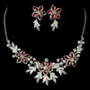 Stunning Silver Red Bridal Wedding Jewelry Set NE 8100
