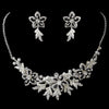 Silver Black Pearl Flower Jewelry & Bridal Wedding Tiara Set 8100