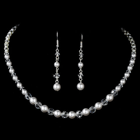Crystal & Pearl Bridal Wedding Jewelry Set NE 8129