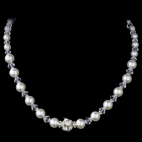 Pearl & Swarovski Crystal Bead Bridal Wedding Necklace 815