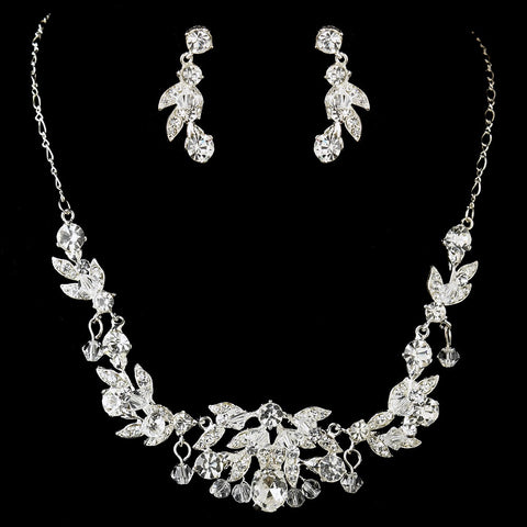 Silver Clear Austrian & Rhinestone Bridal Wedding Jewelry Set 8214