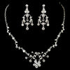 Silver Clear Rhinestone Floral Vine Necklace & Chandelier Earrings Bridal Wedding Jewelry Set 8215