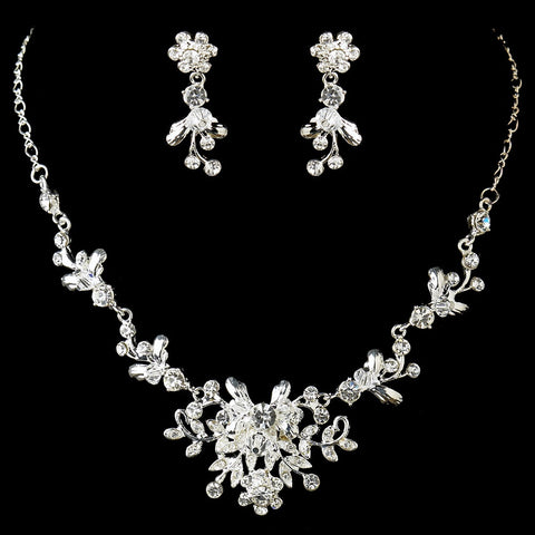 Silver Clear Austrian Crystal & Rhinestone Bridal Wedding Jewelry Set 8217