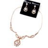 Rose Gold Clear Rhinestone Drop Bridal Wedding Jewelry Set 8265
