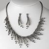 Bridal Wedding Necklace Earring Set NE 8278 Silver Smoke