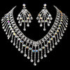 Silver Clear AB Statement Bridal Wedding Necklace Earring Set 8285