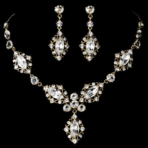 Gold Elegant Bridal Wedding Jewelry Set NE 8315