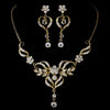 Beautiful Gold Crystal Bridal Wedding Jewelry Set 8322 & Bridal Wedding Tiara 8270