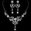 Beautiful Silver Crystal Bridal Wedding Jewelry Set NE 8322