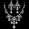 Statement Bridal Wedding Necklace Earring Set 8387 Silver Clear