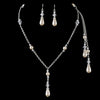 Silver Ivory/White Clear Bridal Wedding Necklace Earring Set 8433