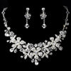 Charming Silver Clear Crystal Flower Bridal Wedding Necklace & Earring Set 8472
