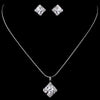 Silver Clear CZ Bridal Wedding Necklace & Earring Set 8597