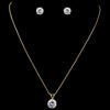 Gold Clear Round CZ Pendant Bridal Wedding Jewelry Set 8598