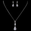 Silver Clear CZ Bridal Wedding Necklace & Dangle Earring Set 8606