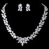 Silver Clear CZ Bridal Wedding Necklace & Earring Set 8612