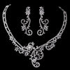Silver Clear CZ Bridal Wedding Necklace & Earring Set 8620
