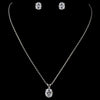 Antique Silver Clear Oval Cut CZ Crystal Bridal Wedding Jewelry Set 8678