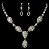 Bridal Wedding Necklace Earring Set 908 Silver AB