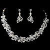 Silver Freshwater Pearl, Swarovski Crystal & Rhinestone Leaf Bridal Wedding Jewelry Set 9350