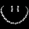 Rhodium Clear CZ Oval Swirl Bridal Wedding Jewelry Set 9591