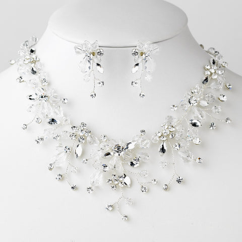 Silver Clear Crystal & Rhinestone Bridal Wedding Jewelry Set 9699