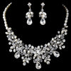 Gorgeous Silver Clear Crystal & Ivory Freshwater Pearl Jewelry & Bridal Wedding Tiara Set 9783