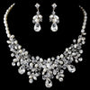 Gorgeous Silver Clear Crystal & Ivory Freshwater Pearl Statement Bridal Wedding Necklace & Earring Set 9783