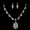 * Modern Silver Clear & AB Austrian Crystal Bridal Wedding Necklace & Earring Set 996