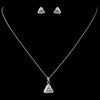 Solid 925 Sterling Silver CZ Crystal Triangle Pendent Drop Bridal Wedding Jewelry Set 9979