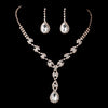 Rose Gold Clear Crystal Rhinestone Dangle Bridal Wedding Jewelry Set 298
