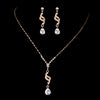 Rose Gold Clear Teardrop CZ Crystal Dangle Bridal Wedding Jewelry Set 304