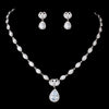 Rhodium Clear Marquise & Teardrop CZ Crystal Bridal Wedding Jewelry Set 82070