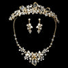 Gold Swarovski Crystal Bridal Wedding Jewelry Set & Tiara Set 8237