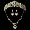 Gold Swarovski Bridal Wedding Jewelry Set & Headband Set NE 8265 & HP 8271