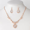 Rose Gold Clear Rhinestone Drop Bridal Wedding Jewelry Set 8265