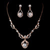 Rose Gold Clear Rhinestone Drop Bridal Wedding Jewelry Set 8265