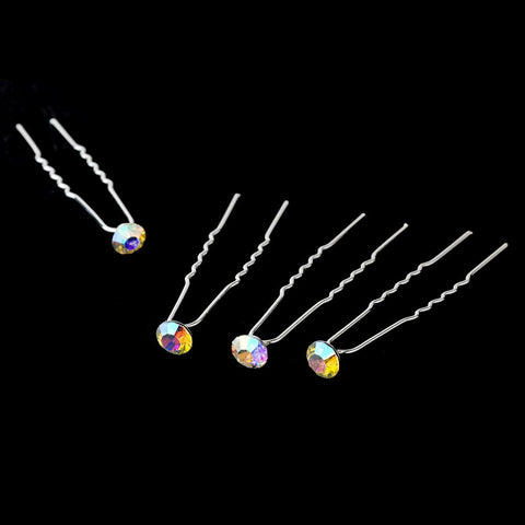 Silver with AB Stones Bridal Wedding Hair Accents Bridal Wedding Hair Pin 7 (Set of 12)