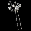 * White or Ivory Pearl & Crystal Flower Bridal Wedding Hair Pin 11