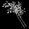 Silver Clear Swarovski Crystal Bead & Rhinestone Leaves Pin 11753