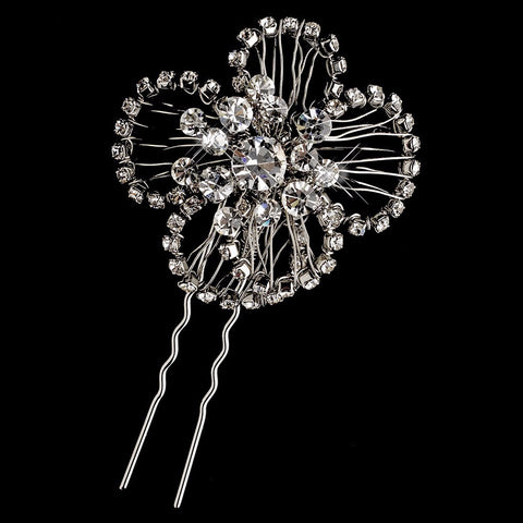 * Vintage Inspired Rhinestone Bridal Wedding Hair Pin 118 Antique Silver