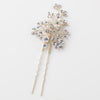 Light Gold Clear Rhinestone & Freshwater Pearl Flower Bridal Wedding Hair Pin 125